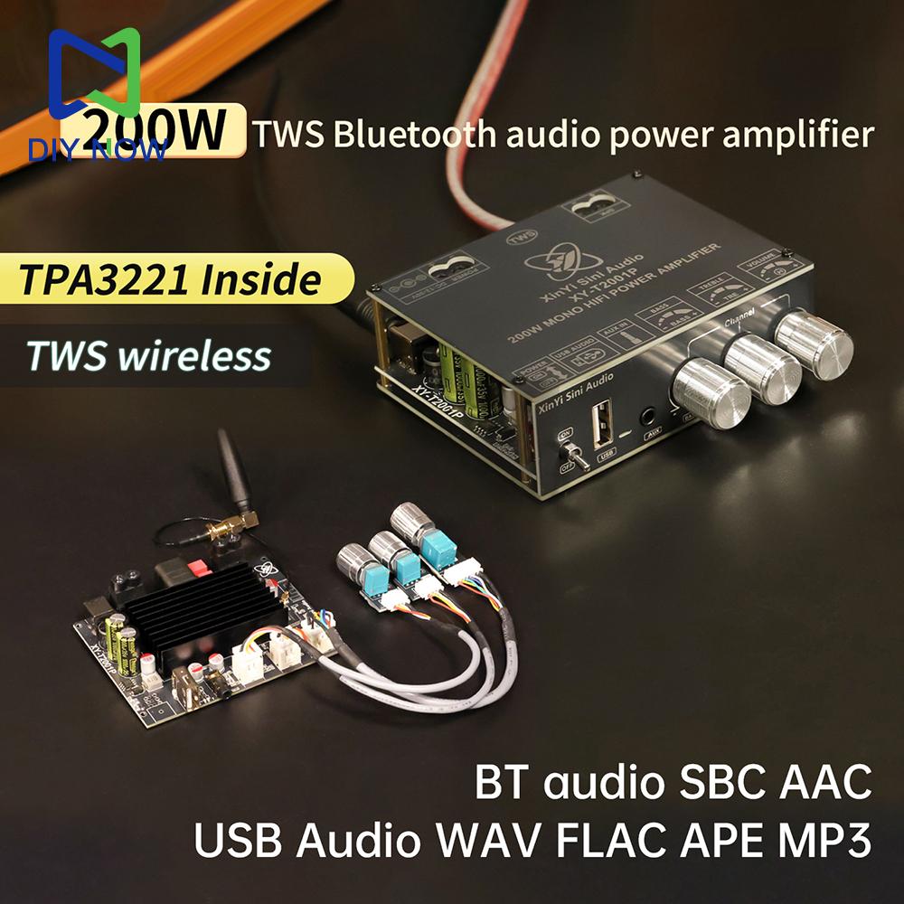 XY-T2001P Mono 200W Wireless Audio Amplifier Board with Treble and Bass Adjustment TWS True Wireless Stereo Pairing TPA3221 Chip