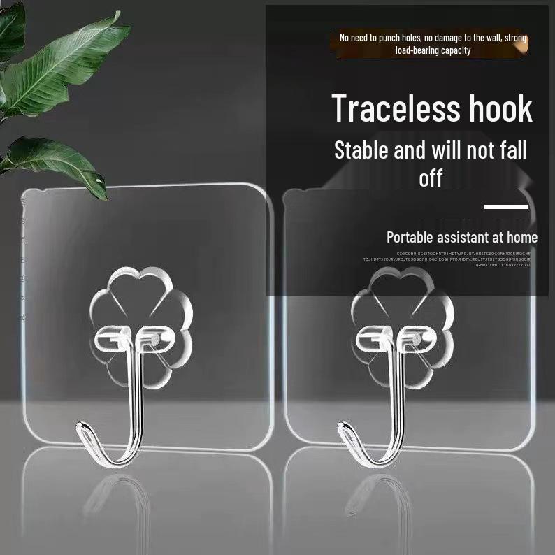 Ten-Pack Transparent No-Drill No-Trace Adhesive Hooks – Strong, Non-Falling