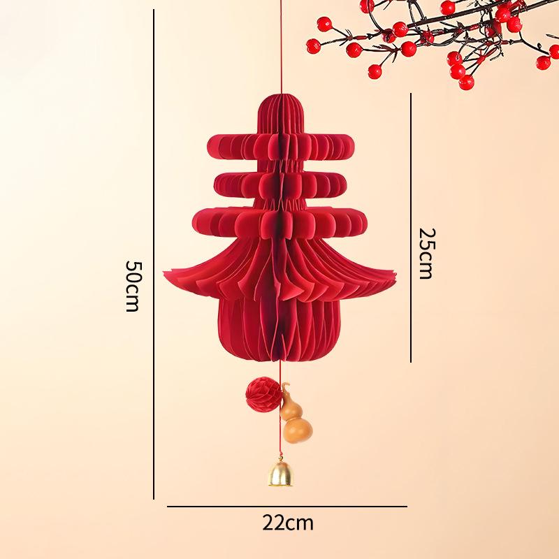 Chinese New Year Decoration Foldable Honeycomb Paper Lantern Hanging Pendants Christmas Spring Festival Wedding Decoration