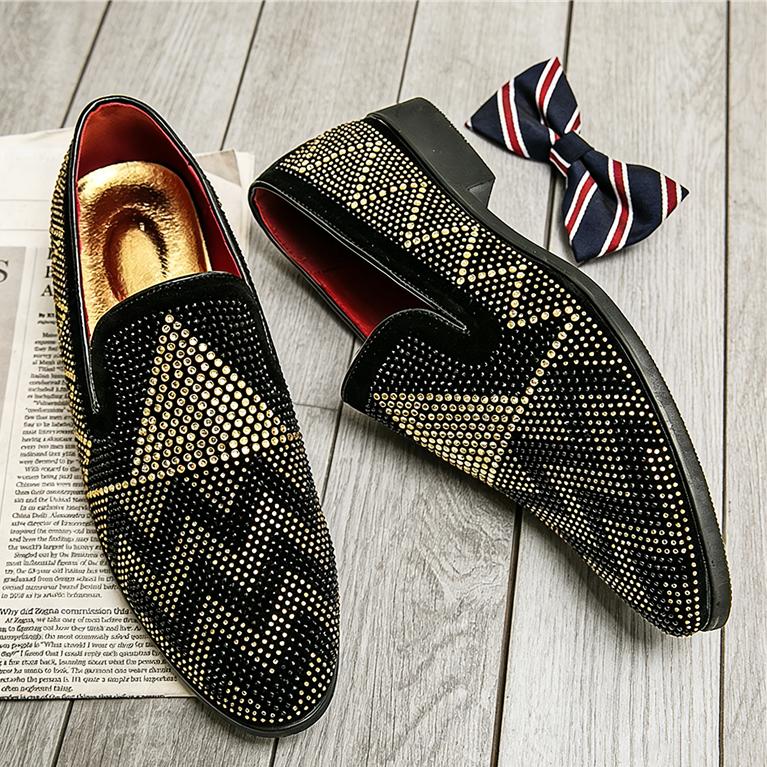 Britain Gentleman Designer New Men's Pointed Charm Rhinestone Formal Shoes Male Wedding Dress Homecoming Wedding Footwear