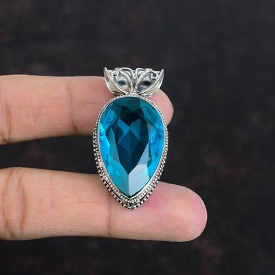 Faceted Indicolite Pendant 925 Sterling Silver Pendant Wonderful Vintage Pendant Original Gemstone Jewelry Gifts For Women Handmade Pendant