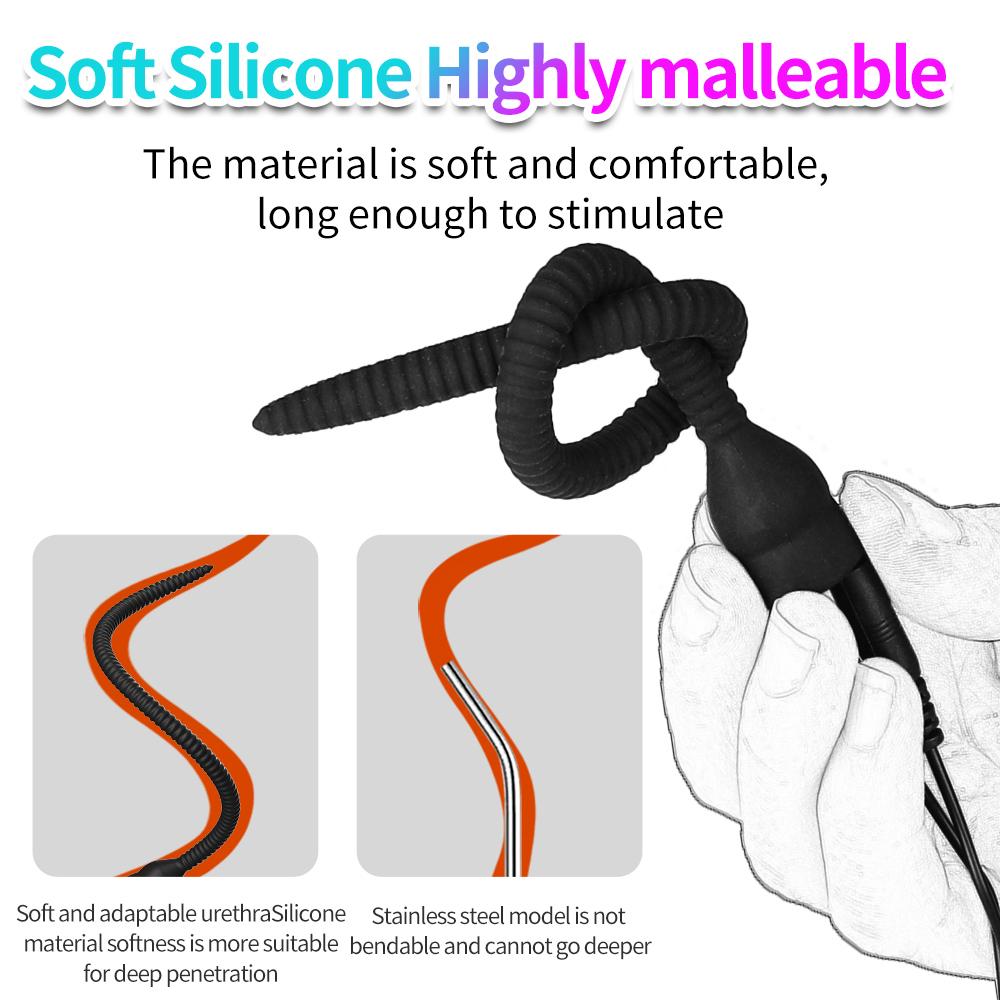 E-Stim Urethra Catheter Electric Shock Penis Plug 200mm Urethral Stimulator For Male Masturbator Urethral Sound Absorber Sex Toy