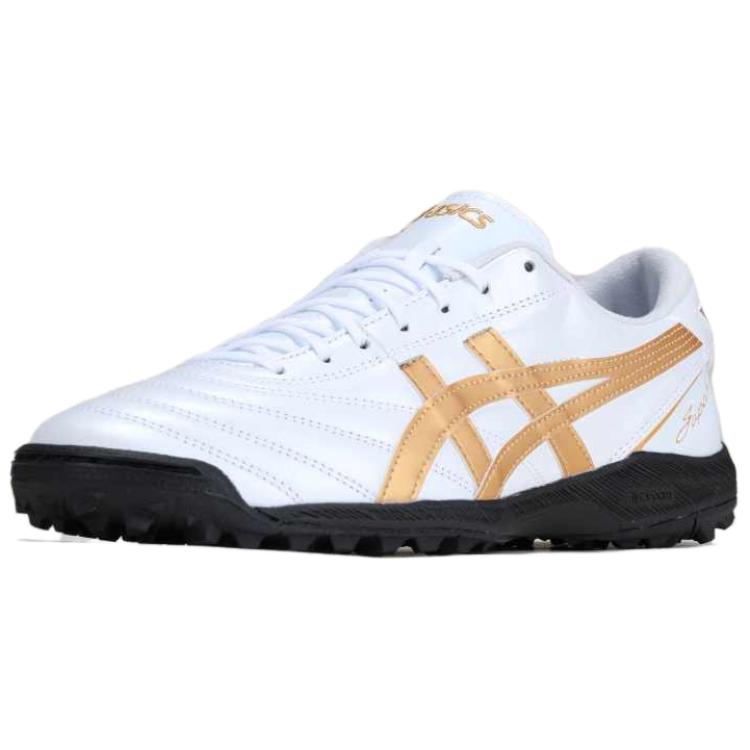 Asics C3 TF Turf Wear Resistant And Lightweight Soccer Shoes Men's White Gold Sneakers 1113A056-100