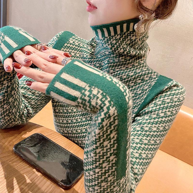 High neck sweater women's base shirt fashionable and stylish pullover top autumn and winter women's outfit