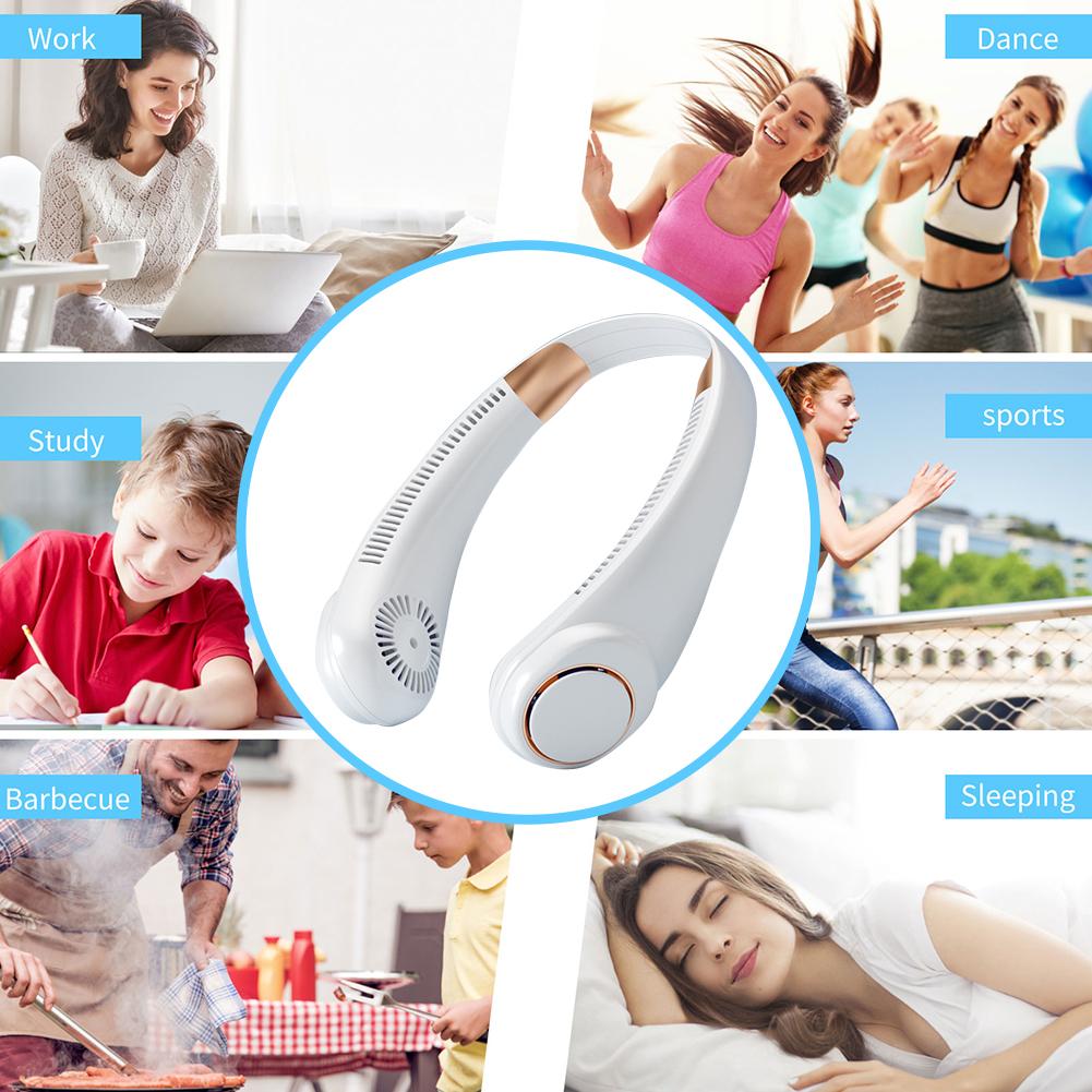 2024 New Bladeless Neck Fan Rechargeable Portable Cooling Fan 3 Speed Silent Lazy Neck Cooler 3000mAh Mini Fan for Summer Sports