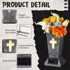Solar Cemetery Vase with LED for Gravestone Outdoor Artificial Fresh Flower Holder Headstone