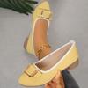 Fashion Soft Sole and Soft Surface Single Shoes Spring and Summer New Pointed Toe Shallow Mouth Metal Buckle Non-slip Square Heel Shoes