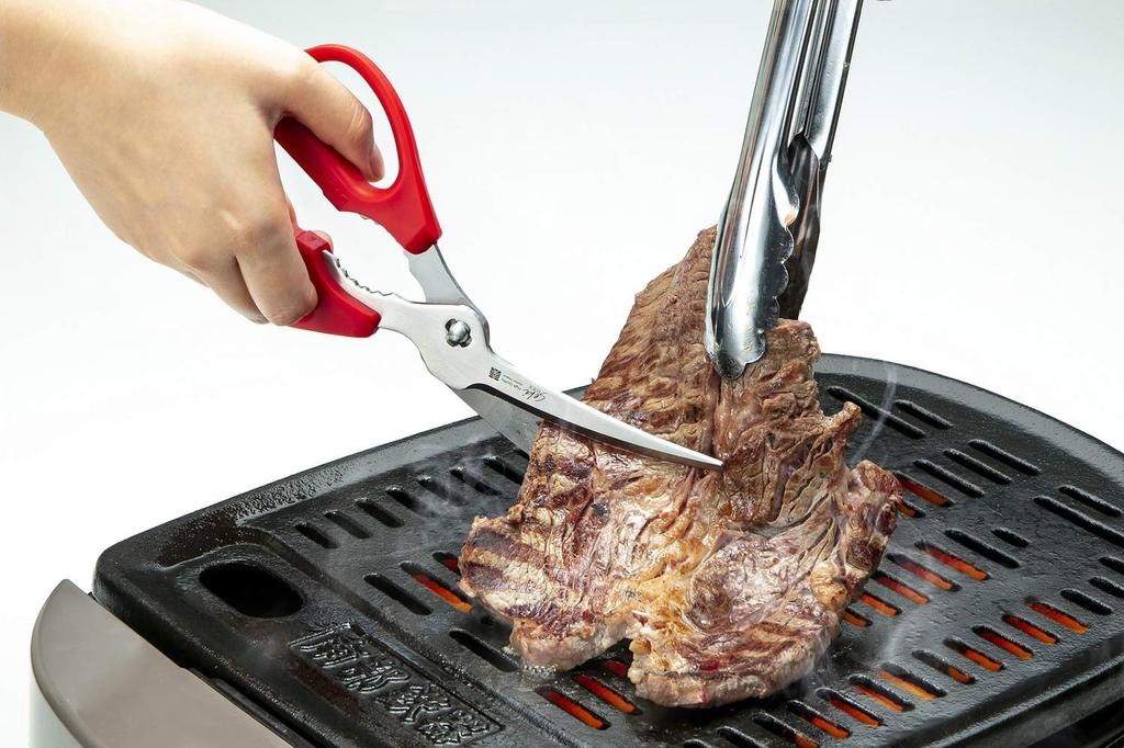 Green Bell Stainless Steel Kitchen Scissors Red Made in Japan All Islands 22cm Pull-Cut SJ-K120