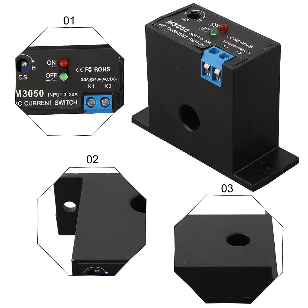 0.2-30A A AC Sensing Switch Self Powered AC Current Sensor Switch Environmentally Friendly Mutual Inductance Current Monitoring