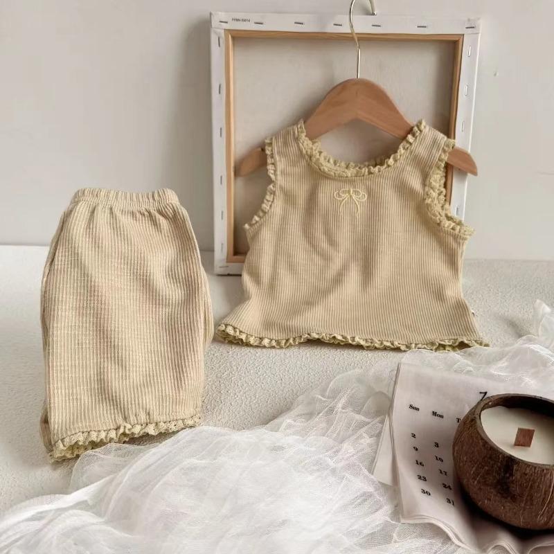 Korean Style Children's Lace Vest Cute Summer Sleeveless Shorts Thin Set Girls Kids Fashion Outfit