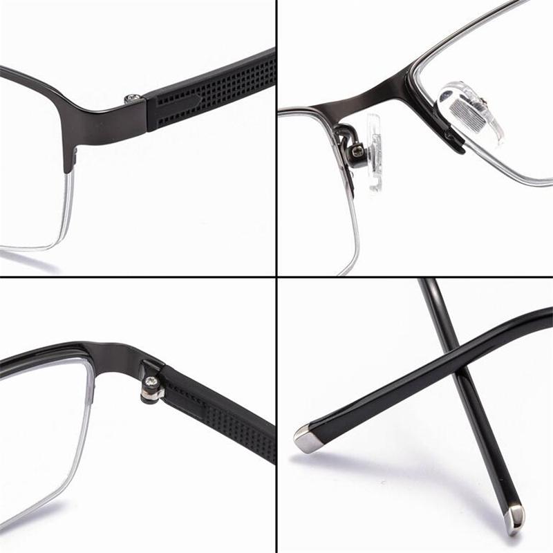 Semi-Rimless Square Photochromic Prescription Glasses Metal Frame Myopia Spectacles Diopter 0 To -6