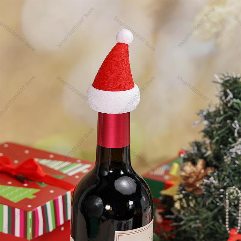 3D Printed Christmas Santa Hat For Wine Alcohol Bottles Ornament Home Xmas Decor Gift