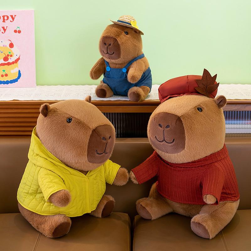 Capybara Clothes Wear Plush Toy Animal Stuffed Doll Cartoon Kids Birthday Gift