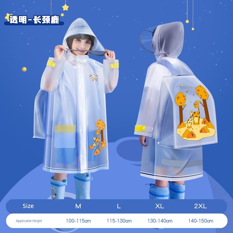 Children's Raincoat for Boys and Girls, Winter Long Raincoat for Primary School Students with Backpack Space, Full-Body Waterproof Poncho for Older