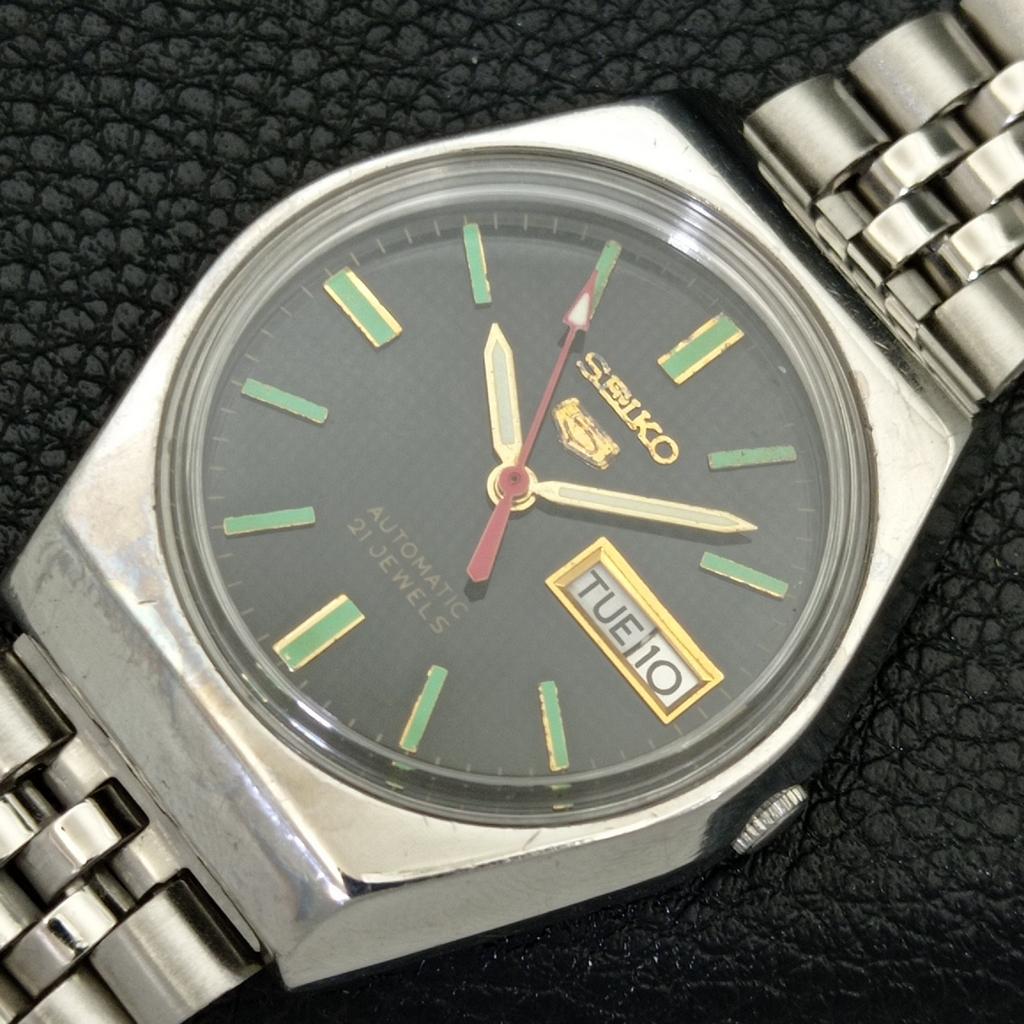 GENUINE VINTAGE SEIKO 5 AUTOMATIC 6319A JAPAN MENS BLACK DIAL WATCH a702618-1 R209-a702618