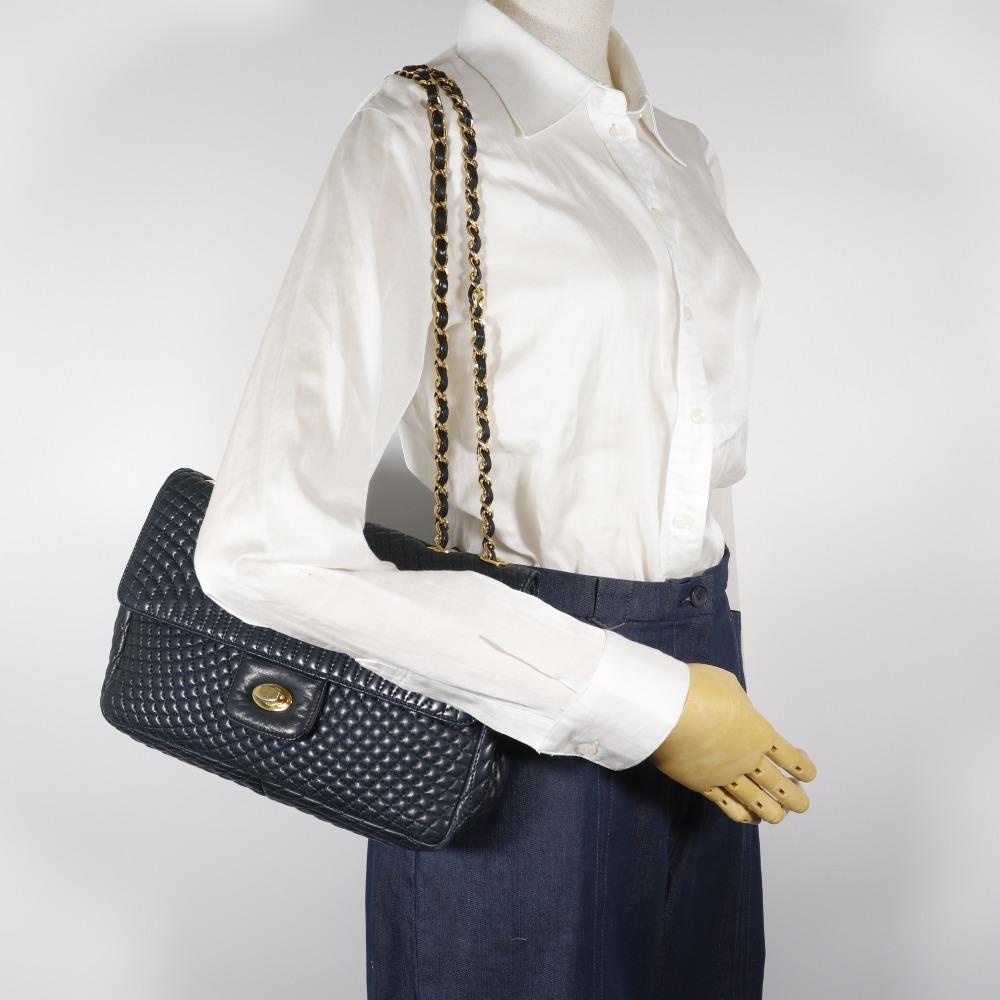 Bally ChainShoulder Shoulder Bag Quilting Black Leather Women Used