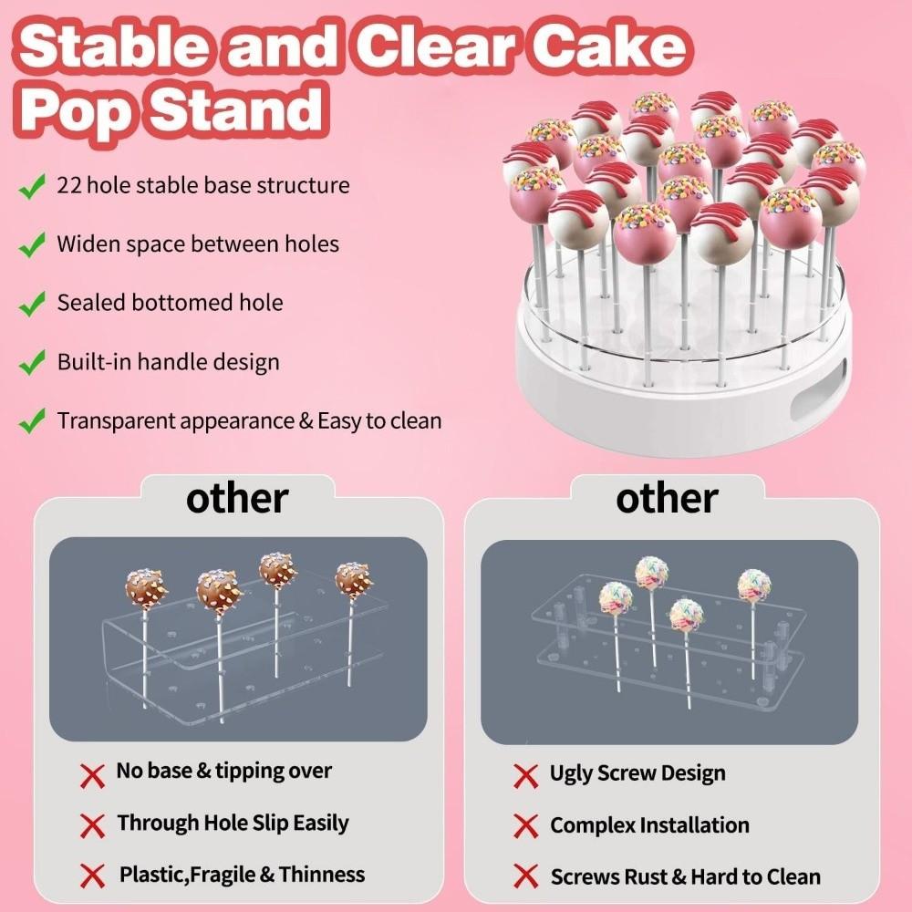 Candy Holder 22-Hole Cake Pop Stand Clear Acrylic Round Dessert Stand Versatile Elegant Lollipop Stand Birthday Party