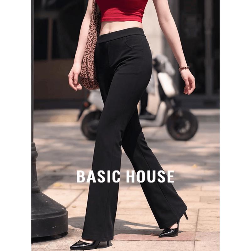 Basic House Women s High-Waisted Flared Trousers L