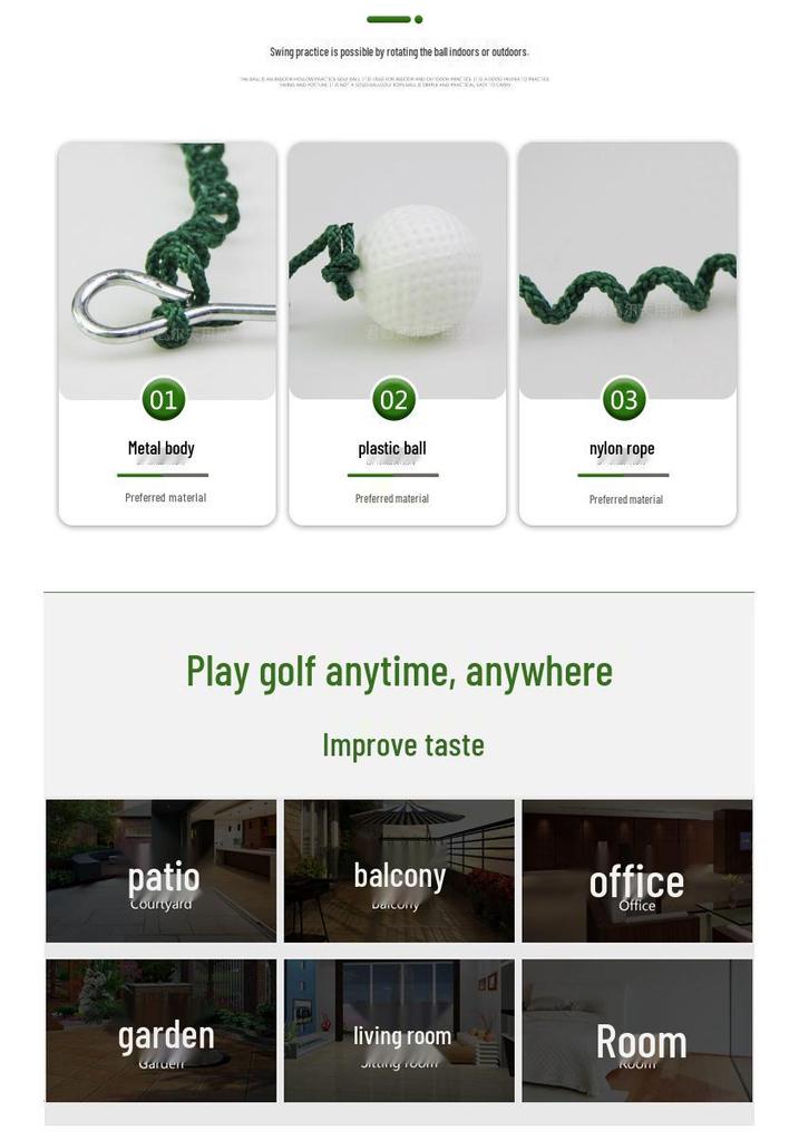 Rotating Golf Rope Ball Swing Practice Device