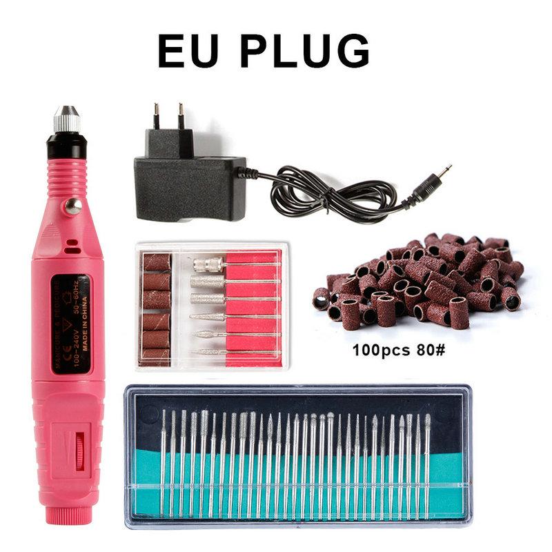 Aparelho elétrico da máquina do polonês da broca do prego para o manicure 30pcs fresas conjunto de bandas de lixamento