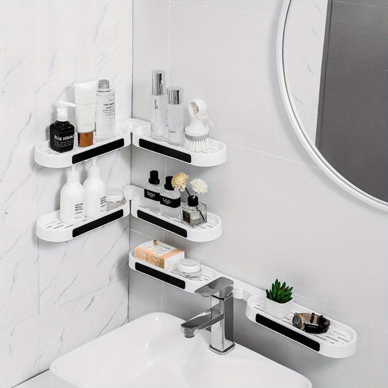Punch-free Bathroom Shelves Revolving Rack Wall-mounted Foldable Corner Shower Storage Holder Kitchen Wall Rack Organizer
