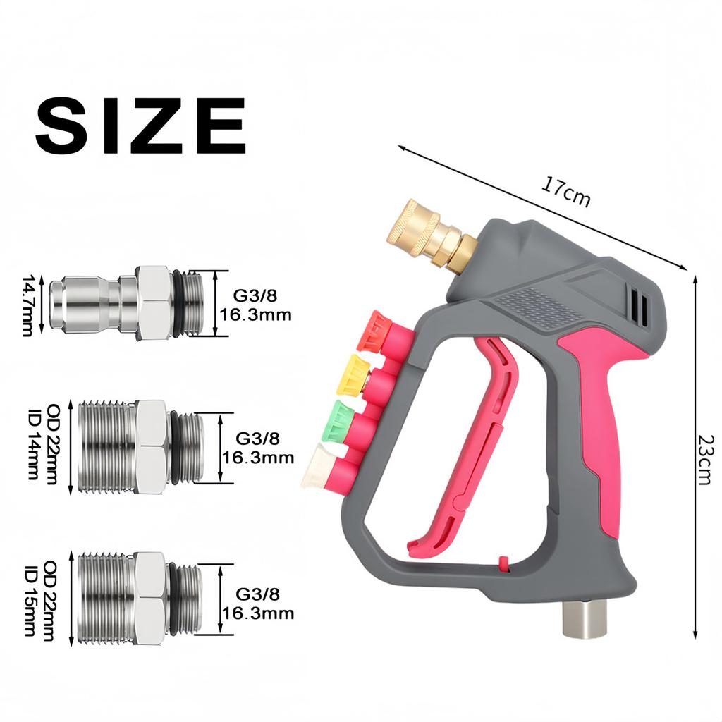 Short Gun Anti-Tangle Rotating High Pressure Car Wash Gun with 4-Color Nozzle Home Use SetPractical tools