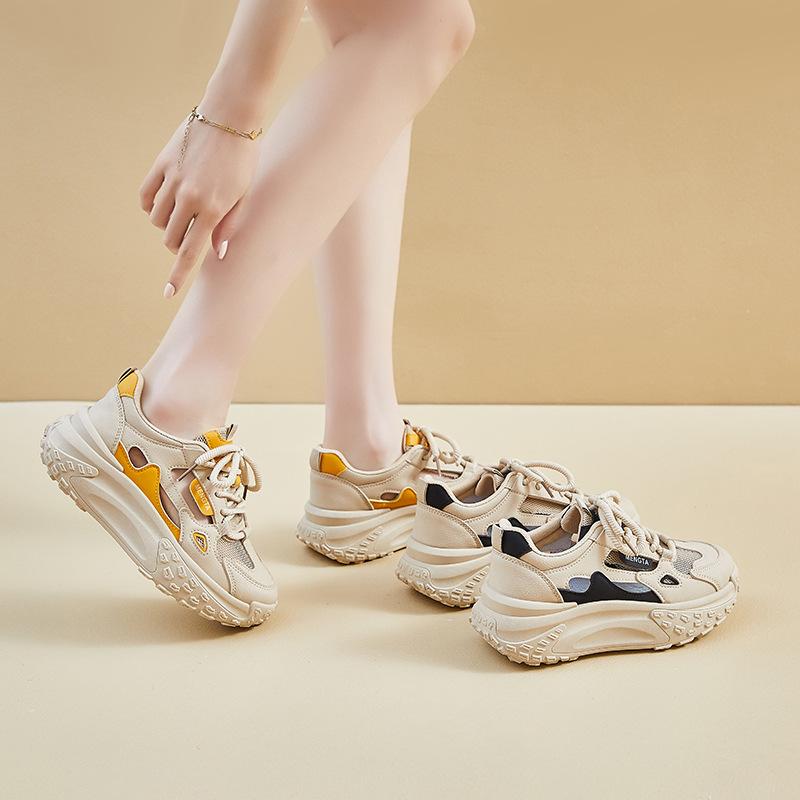 New Dad Shoes for Women In Summer Student Sports Running and Leisure Mesh Breathable and Enhancing Height