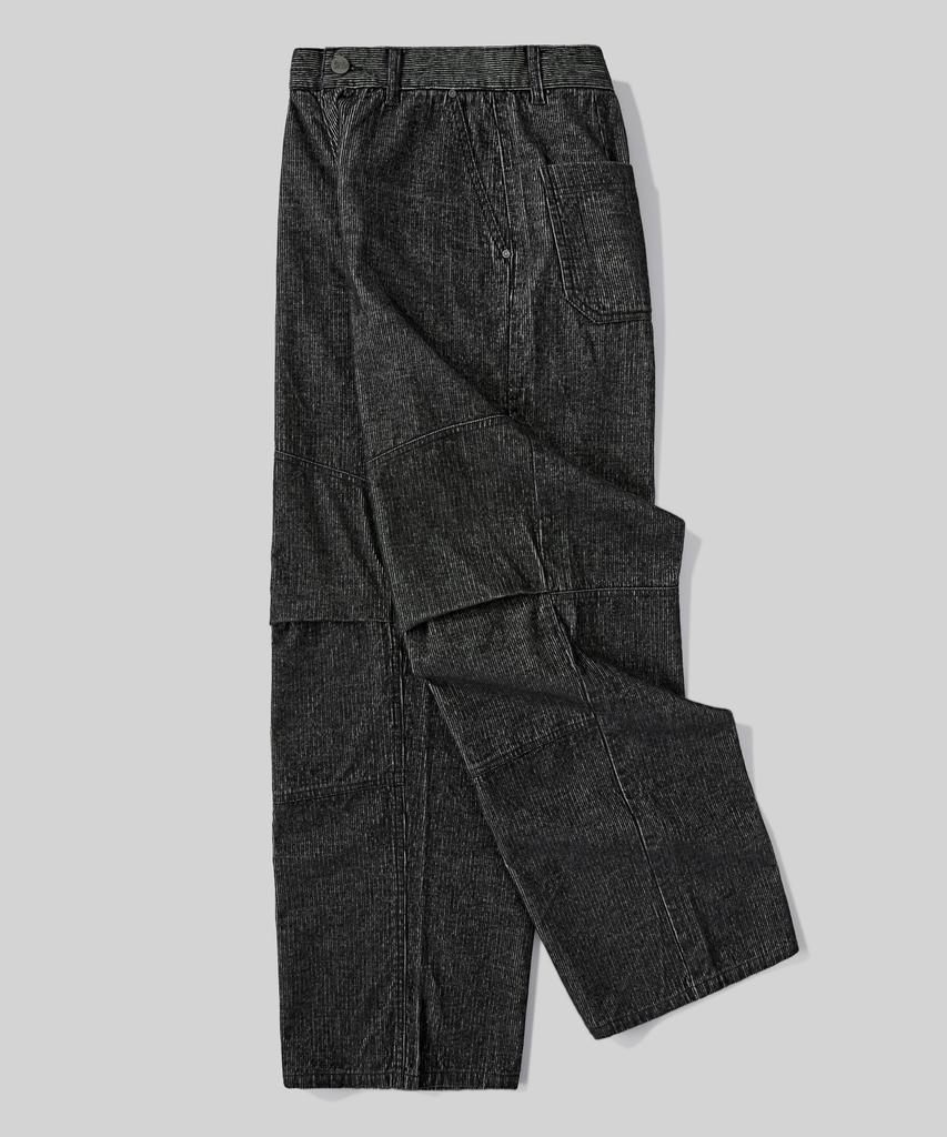 Beodeonteu Corduroy Cut-Out Layered Pants [Black]