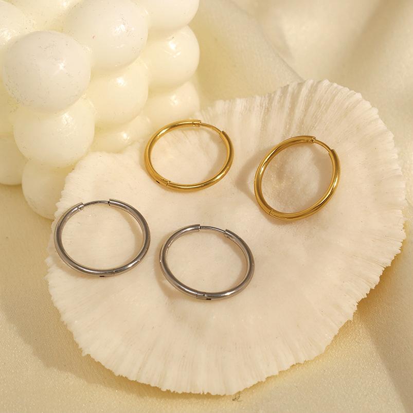 Niche Design Size Circle Light Luxury Temperament Titanium Steel Gold-Plated Earrings Jewelry Women