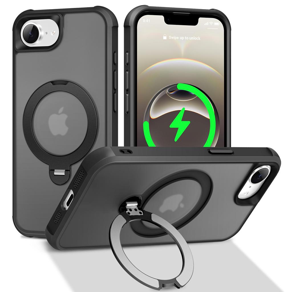 For iPhone 16e Case Compatible with MagSafe Rotatable Kickstand TPU+PC Shockproof Phone Cover