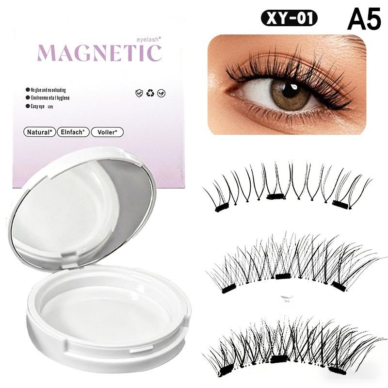 1 Pair Reusable Magnetic Eyelashes No Glue Needed Easy Apply 3D Natural Curly Magnetic False Eyelashes Lashes Set Makeup Tool as the picture
