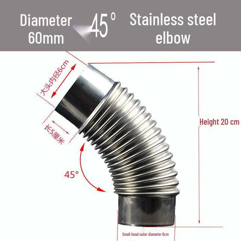 Stainless Steel Outdoor Wood Stove Chimney Elbow for Ventilation and Heating