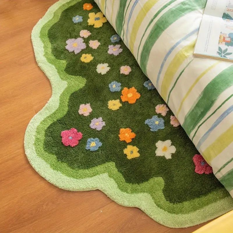 Soft Moss Flower Floor Mat for Living Room, Bedroom, Bedside, Children's Room, Moving House Gift, Home Decoration