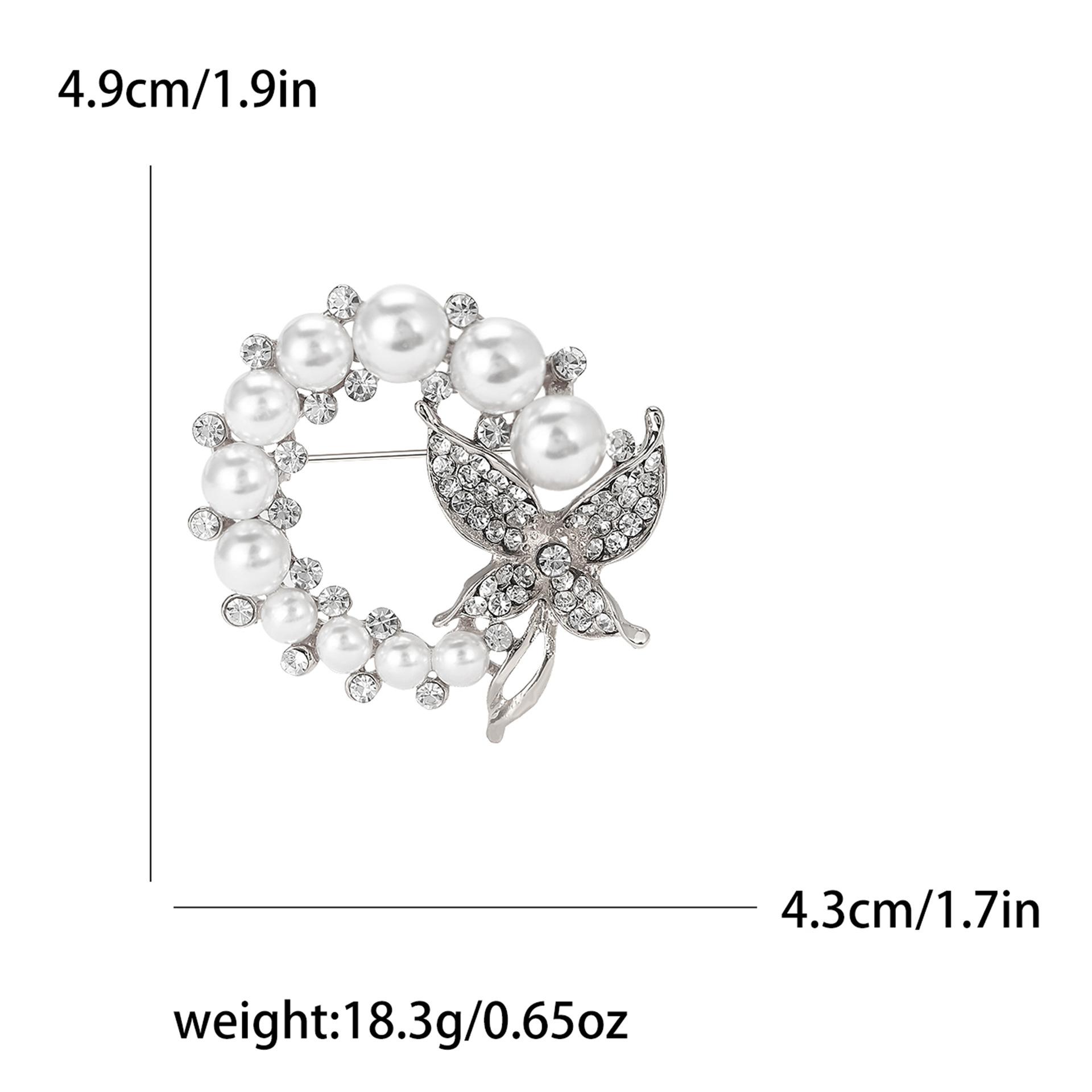 

Круглая брошь-бабочка из высококачественного сплава с жемчугом и стразами, изысканная и универсальная женская одежда, ювелирное украшение-булавка для корсажа