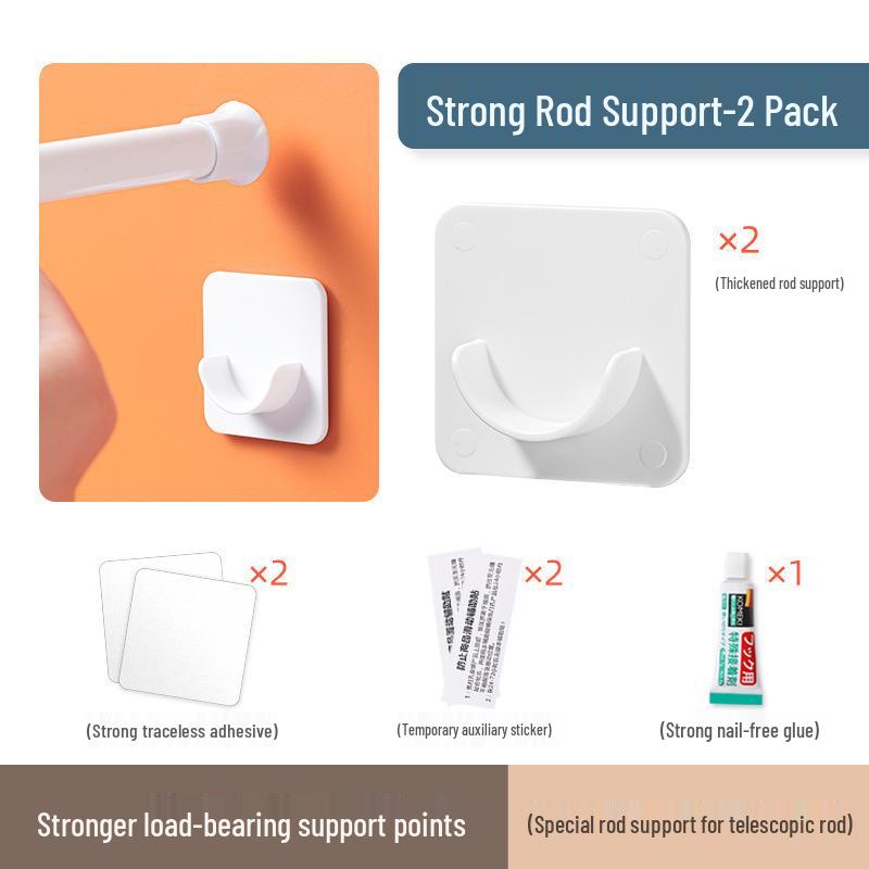 Nastavitelný samolepicí držák záclonové tyče a držák na sušení prádla