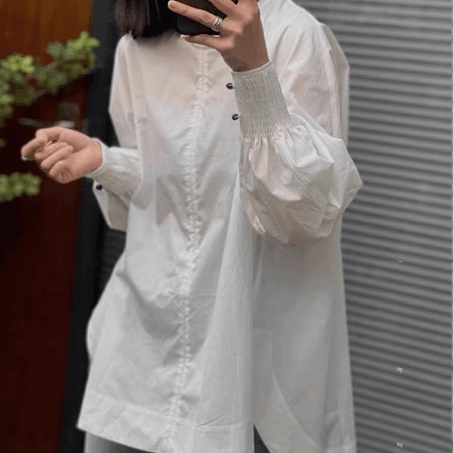 2026 Autumn Elegant Retro Lantern Sleeve Loose-Fit Women s Top 4XL