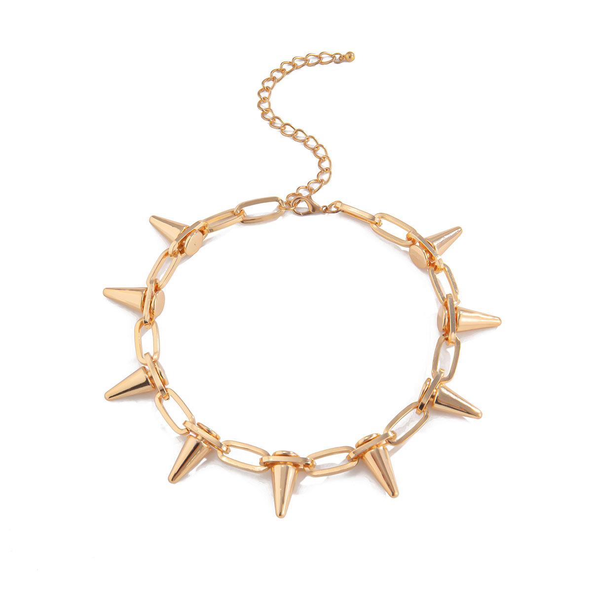 

Преувеличенная Личность Заклепки-Пули Кисточки Толстая Цепь Регулируемый Чокер Ожерелье для Мужчин Женщин Панк Рок Ювелирные Изделия Аксессуары золотой