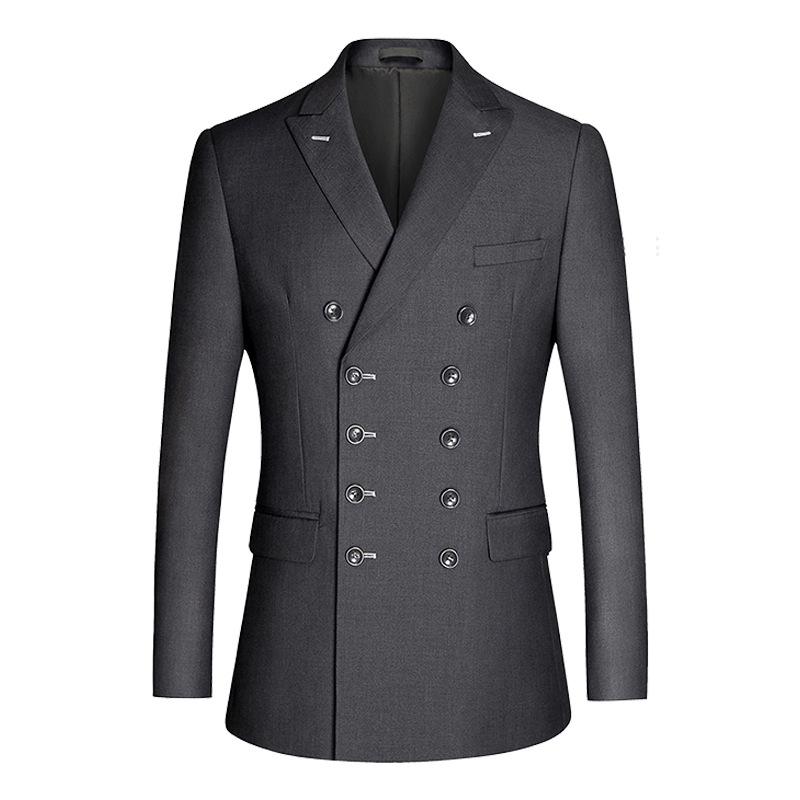 Men's Slim Fit Double-Breasted Blazer Set: Professional, Business Casual Fashion in Dark Blue, Black, and Grey