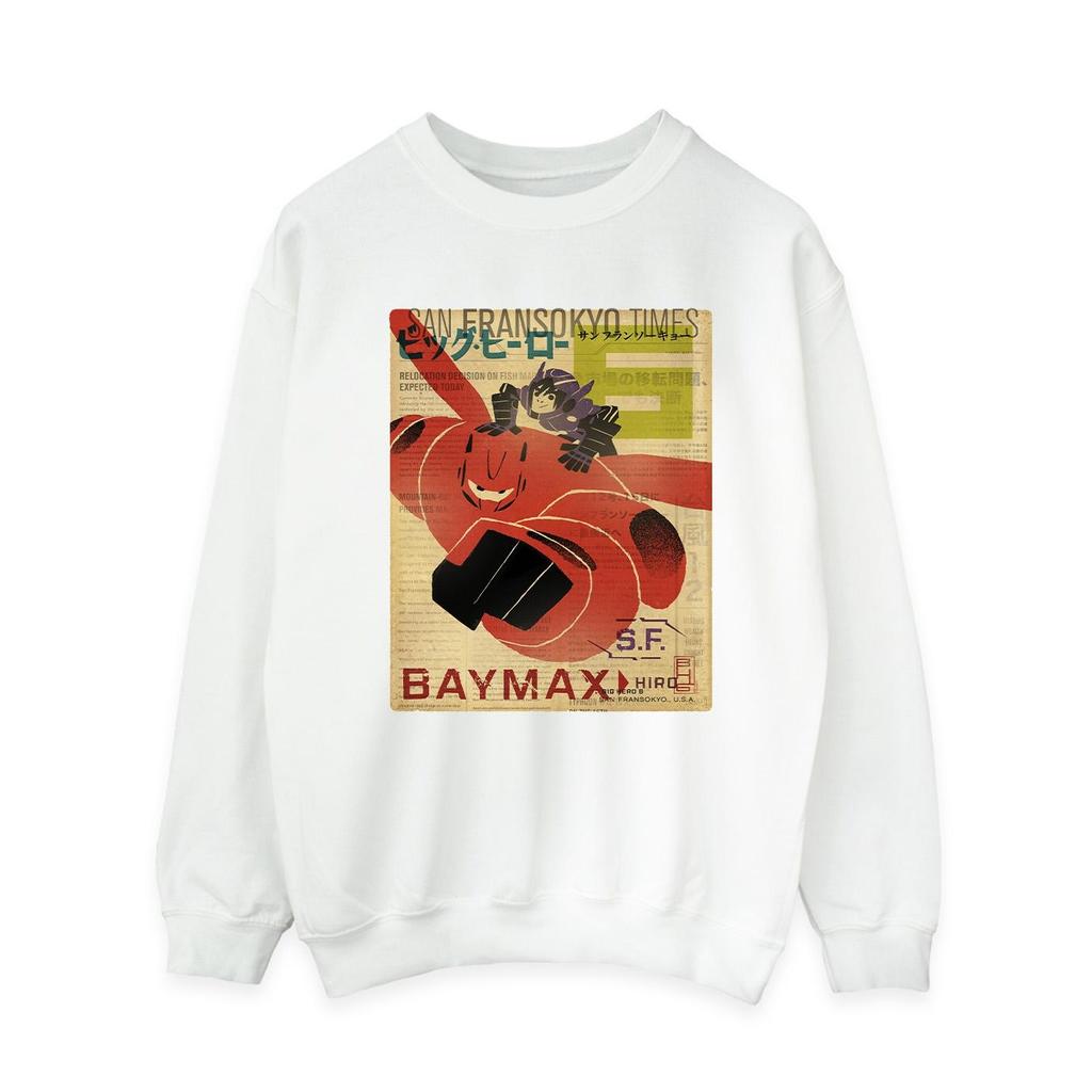 Disney Womens/Ladies Big Hero 6 Baymax Flying Baymax Newspaper Sweatshirt