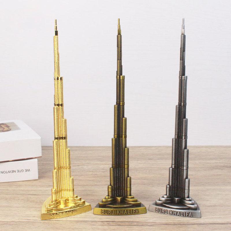 Creative Alloy Dubai Tower Building Decoration Items Home Room Table Metal Furnishing Ornaments Office Desk Accessories Crafts