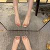 With Shoes Heng G-end Series~ Square Head Rhinestone Transparent Pvc Crystal Thick Heel Slippers Women's Sandals Outside