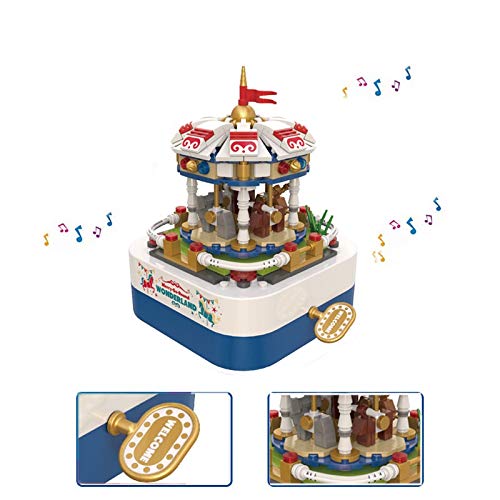 ROBOT PLAZA Building Blocks Toy, Music Box, Educational Toy for Boys and Girls, Merry-Go-Round, Birthday Gift (Merry-Go-Round)