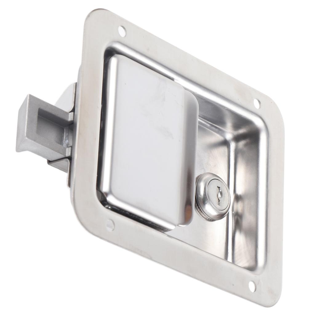 Flush Mount Paddle Door Latch Weatherproof 304 Stainless Steel Toolbox Lock with 2 Keys for RVs Trailers