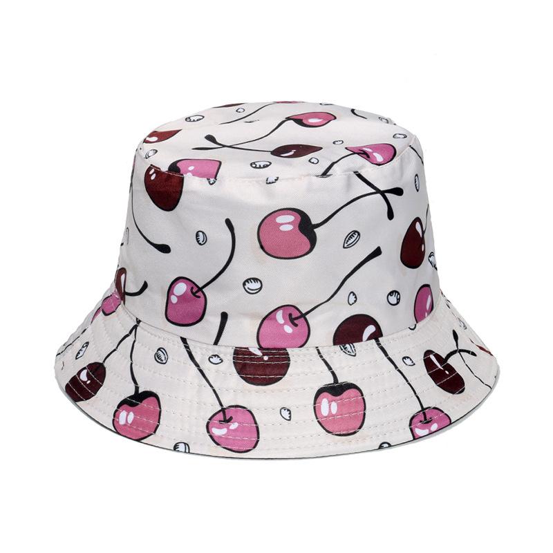 Unisex Vegetables Fruits Print Bucket Hats For Women Girls Summer Double-Sided Foldable Panama Sun Hat Fruit Bob Fisherman Caps