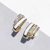 CAOSHI Chic Triple Tiered Design Gold Color Stud Earring for Women Brilliant Cubic Zirconia Zircon Engagement Party Accessories