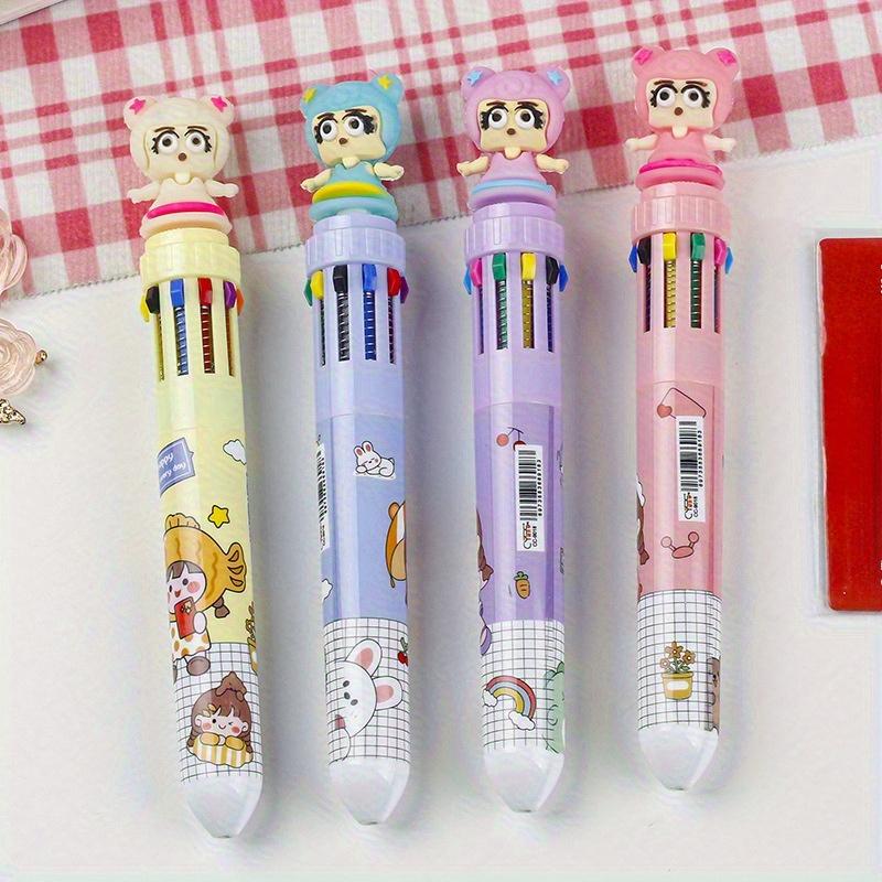 Back to school season 2pcs 0.5mm Ten Color Ballpoint Pen Cartoon Cute Creative Multi-Color Color Pen Student Multi-Function Pen Multi-Color Ten-Colo