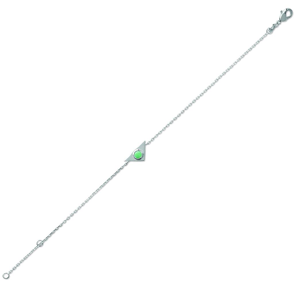 Les Trésors De Lily [Q0562] - Silver Bracelet 'Boho' Green Aventurine Silver (rhodium-plated) - Triangle 14x6 Mm