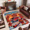Fire Truck Theme Crystal Velvet Rug Personalized Custom Name Text Soft Floor Mat Home Decor