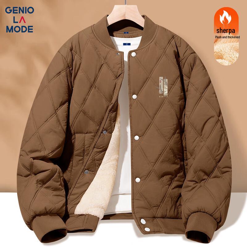 

GENIOLAMODE Men s Winter Padded Baseball Jacket L