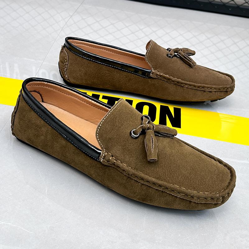 Big Size 38-48 Yellow Leather Men's Casual Shoes Soft Comfort Suede Loafers Man Fashion Slip-on Men Flat Shoes Mocasines Hombre